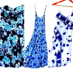 THREE Floral Blue Dresses - End Of Summer Deals!